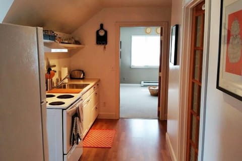 View from kitchen to bedroom.