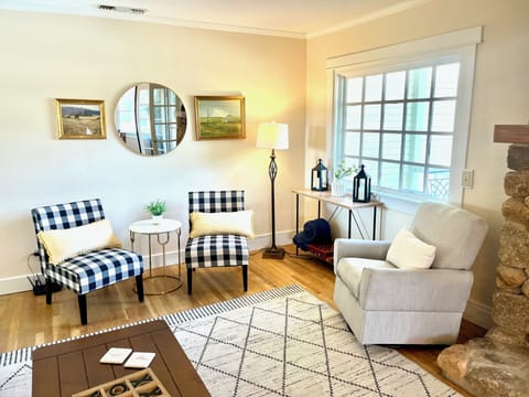 Lots of seating adjacent to the fireplace