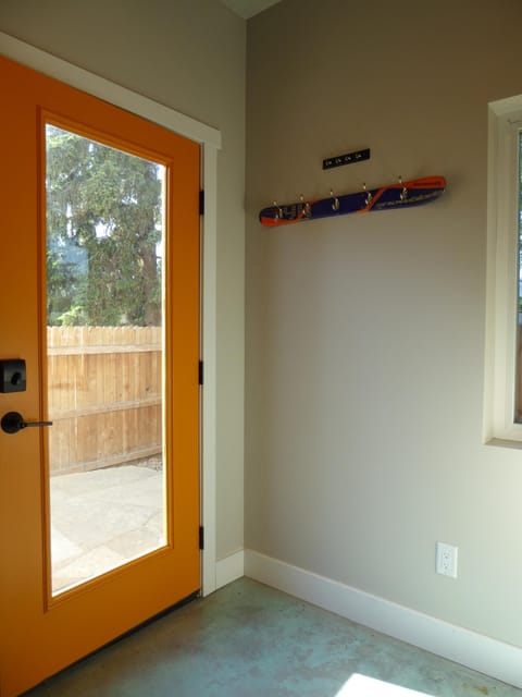 Entry door, has blinds on it now