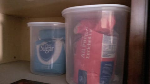 Supplies in kitchen.