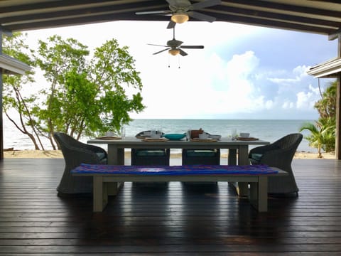 Stunning tropical backdrop views-open dining area right on the beach... 