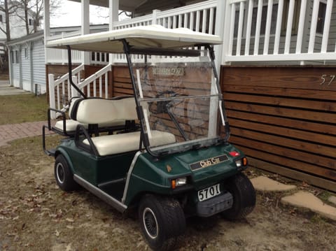 CLUB CART WITH BACK SEAT AND RACK FOR BEACH CHAIRS