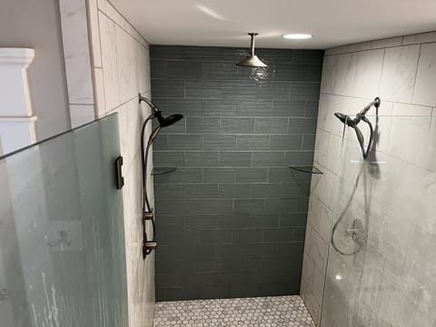 2nd floor master shower with 3 shower heads.