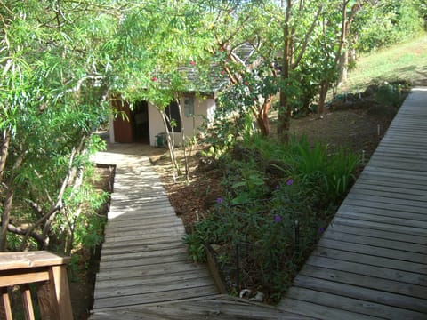 Walk way to guest quarters and dock.
