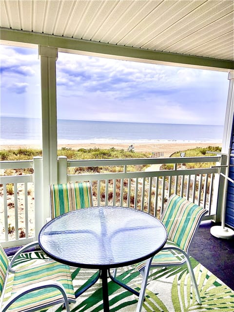 Balcony seating overlooking the ocean
