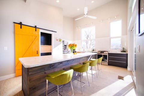 Four stools at grand island to do anything from
Working or meal prepping. 