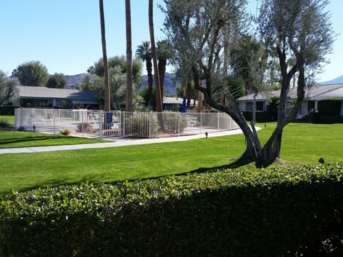 pool is steps from your private patio