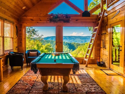 Cabin game room with amazing views