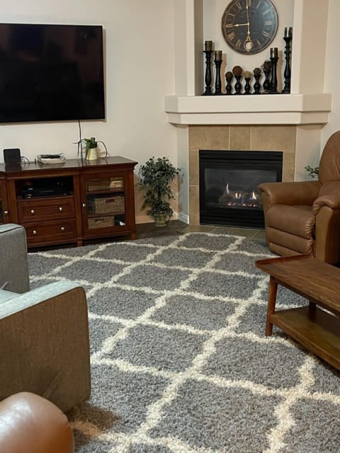 Smart TV, fireplace, DVD player, video library