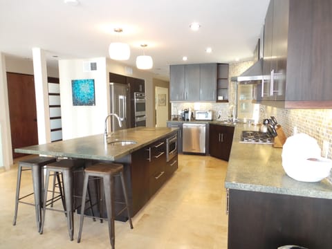 Gourmet kitchen with Viking appliances and service for 16 or more.