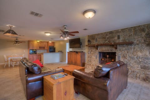 Game Room with Small Kitchen and Pool Table.