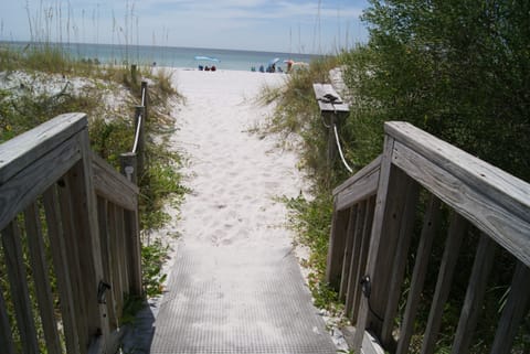 On the beach, sun loungers, beach towels