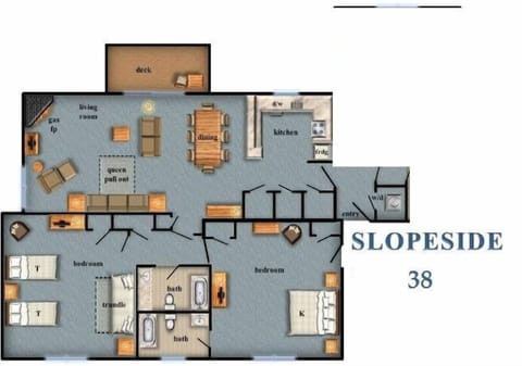 Slopeside 38 layout. (This is a mirror image)