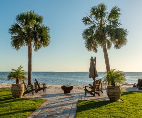 On the beach, sun loungers, beach towels