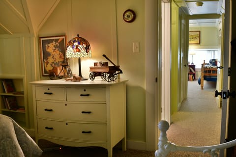 Upstairs Master Bedroom With Bathroom On Left Side in Hallway.