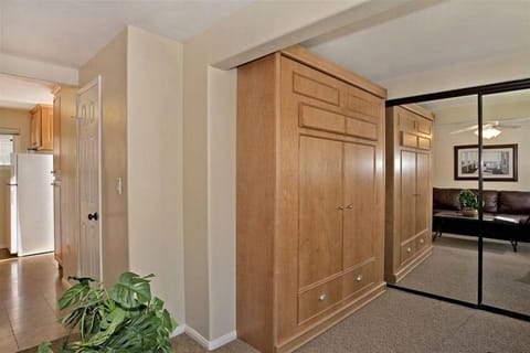 A new, queen sized Muprhy bed for your sleeping enjoyment plus a large closet