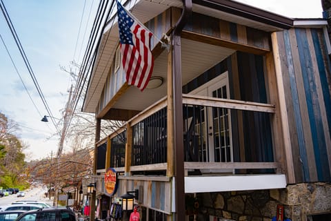 Beautiful front patio overlooking downtown Chimney Rock