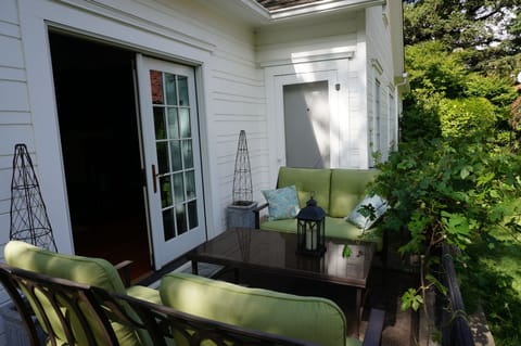 Shady north patio off living room