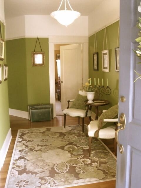 Entry hall and view to den