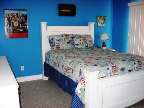 Beach-side bedroom.  The blue room.