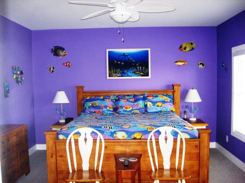 Master bedroom on first floor - the purple room.