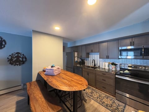 View of kitchen and eating area