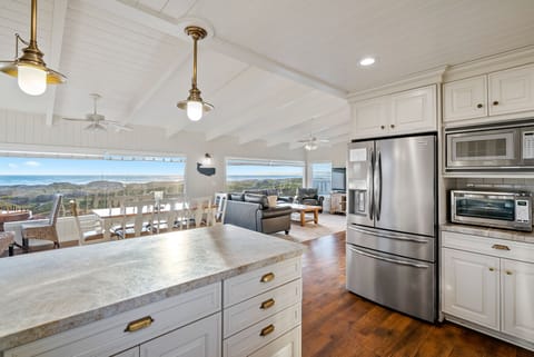 The kitchen is open to the living space and has great views as well