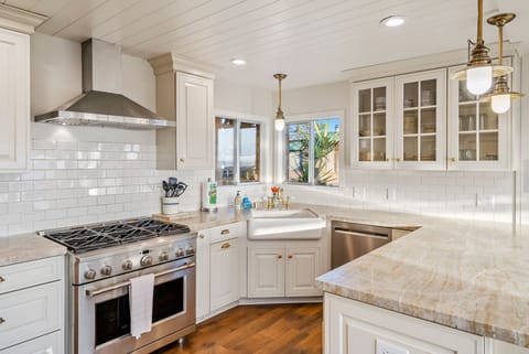 This beautiful high end kitchen is fully equipped for a gourmet meal