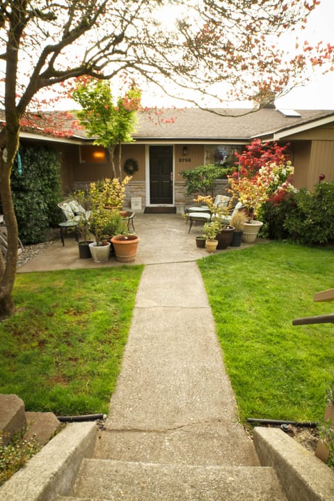 There are 2 sets of stairs to get down to the home.