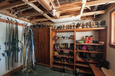 A large mudroom just inside the front door stores winter and summer gear!