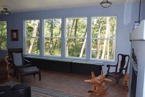 Great room view, window benches