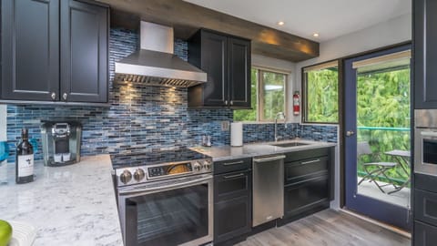 Induction and chefs range, dishwasher, pull out cupboards