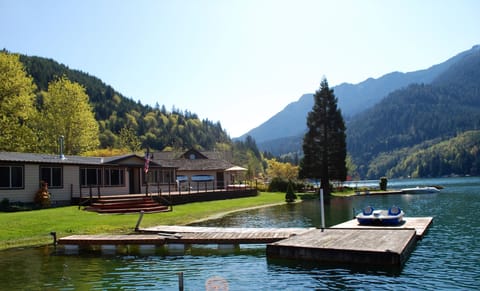 2 docks, huge deck & loads of waterfront space.  