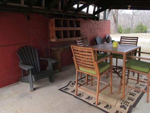 Outdoor covered area for dining, visiting or just enjoying the outdoors.  