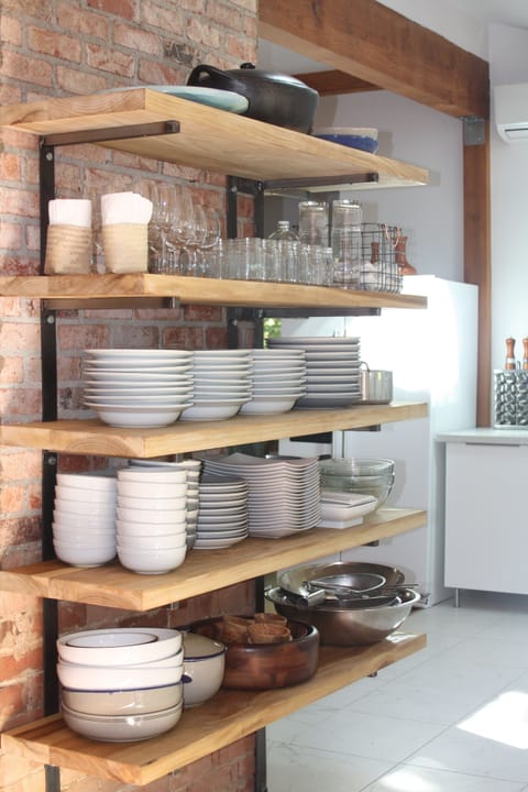 Modern dishware shows off the beauty of vegetables picked fresh from the farm.