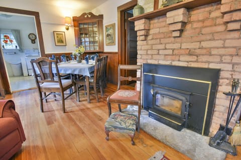 The wood stove is just the thing on a chilly evening (wood provided).