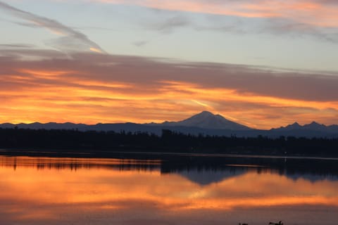 Beautiful sunrise over Mt. Baker. This is your view!