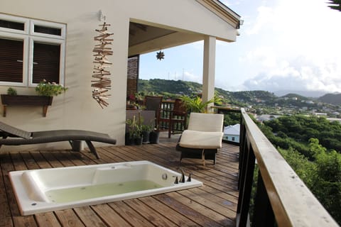The private deck with whirlpool tub. 