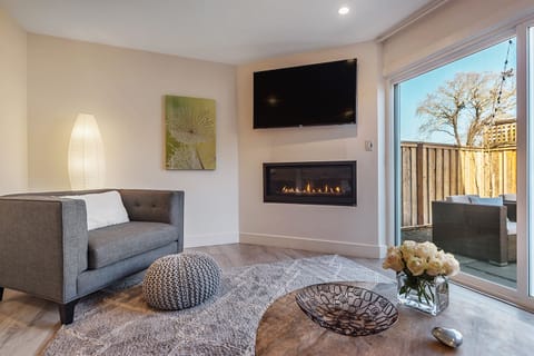 Living area | TV, fireplace, stereo