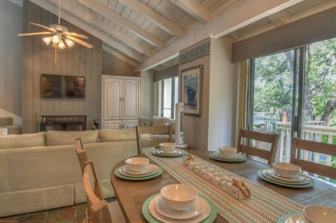 View of dining and living area