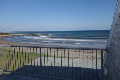 On the beach, sun loungers