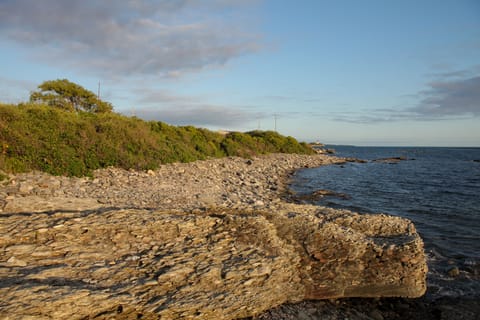 Beach nearby, sun loungers