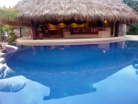 Palapa lounge, kitchen and dining near the pool