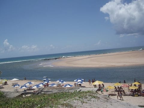 On the beach, sun loungers, beach towels