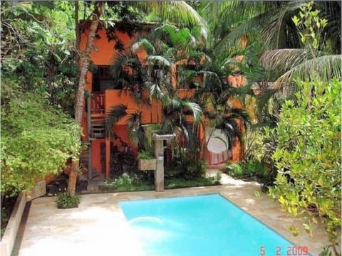 Outdoor pool, a waterfall pool