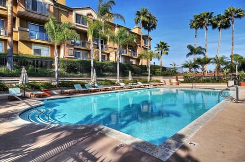 Resort style pool and spa with gym and small chaning room