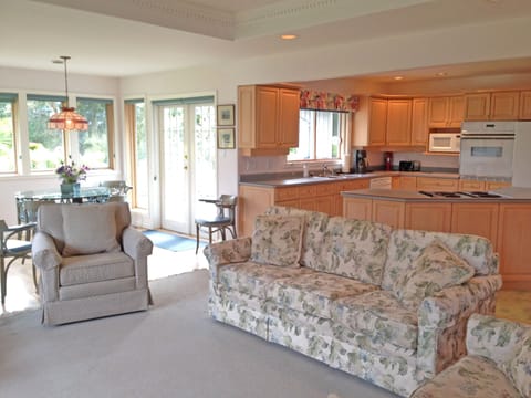 Sun streams in through the large windows