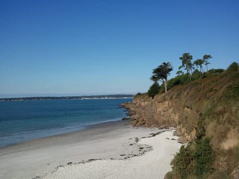 On the beach, sun loungers