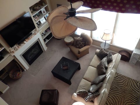 View of living room from loft
