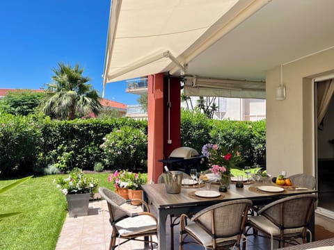 Large, covered terrace - sunblinders installed if you want extra shade.